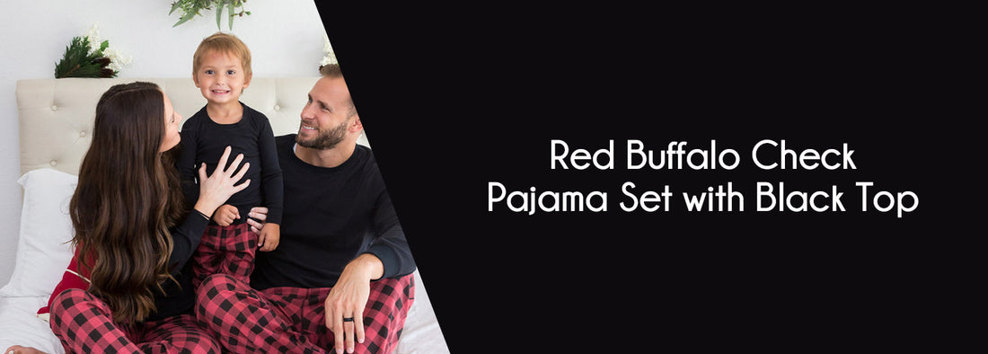  Red Buffalo Check Pajama Set with Black Top