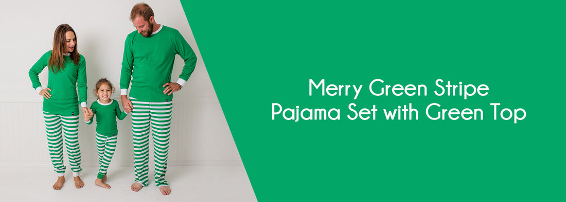  Merry Green Stripe Pajama Set with Green Top