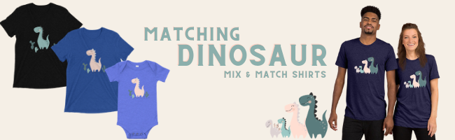  Matching Dinosaur shirts for family. Mommy and Me, Father and Daughter matching, mother and son matching, sibling matching