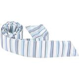 B8 - White Tie with Blue Stripes Matching Tie