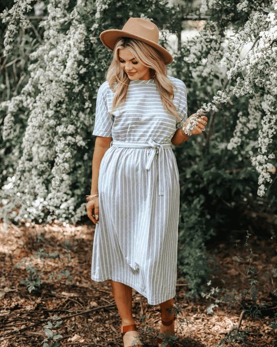 Anchor Gray and White Striped Dress - Mommy and Me