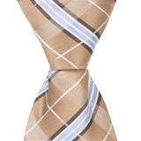 Brown with Blue and White Plaid Matching Tie