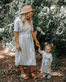  Anchor Gray and White Striped Dress - Mommy and Me
