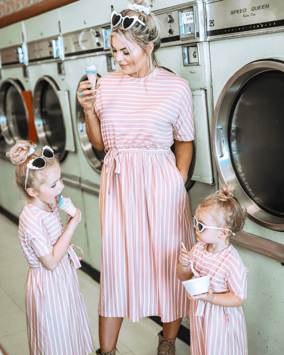 Anchor Gray and White Striped Dress - Mommy and Me