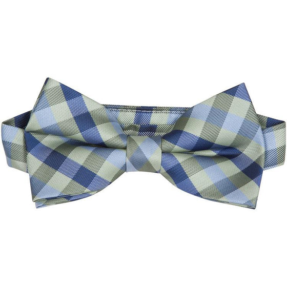 MBT10 Blue and Green Plaid Bowtie and Necktie