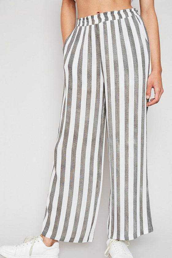 Bella Palazzo Striped Pants in Gray and White - Mommy and Me