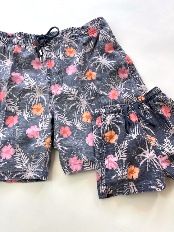 *NEW* SMOKEY HIBISCUS - Swim Trunks | Matching Father and Son - Daddy+Son