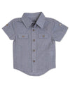 Mason Steel Blue Short Sleeve Dress Shirt and Bodysuit