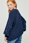Stella Pearl Knit Tie-Front Sweater - Midnight (Juniors/Women)