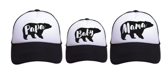 Mama / Papa / Baby Bear Trucker Hat Matching Family