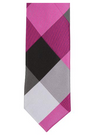ST6 - Skinny Tie Pink/Black/White Diamond Plaid
