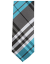 ST4 - Skinny Tie Aqua/Black/White Plaid