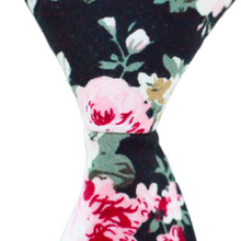  ST10 - Skinny Black Floral Neck Tie
