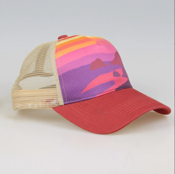 Big Sur Sunset Hats | Matching mommy and me hats | toddler hats | maroon fuschia hat | 2022 hat styles | mom and toddler matching