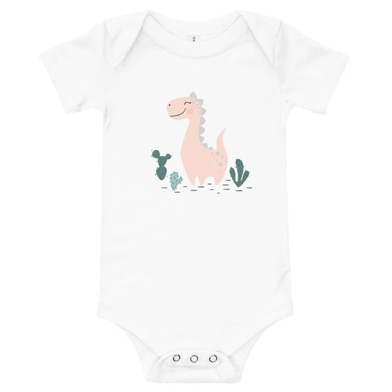 Blush Pink Dinosaur - Baby Short Sleeve Onesie - Matching Family | Mommy and Me | Father and Daughter | Sibling