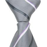 X6 - Grey with Grey and White Stripes Matching Tie