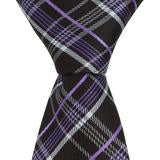 XK45 - Black/Purple/White Plaid Matching Tie