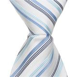 B8 - White Tie with Blue Stripes Matching Tie