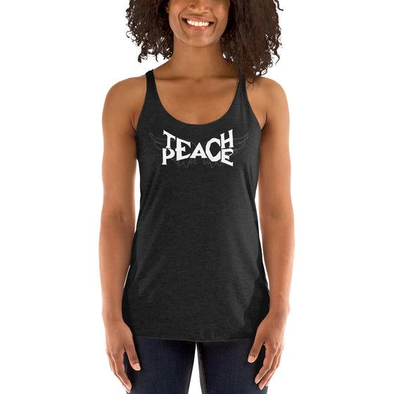 Teach Peace Wings - Women's Racerback Black Tank