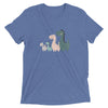 Dinosaur Family of 4 - Green and Pink Dinosaurs - Adult Unisex Short Sleeve T-shirt - Matching Family Shirts