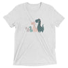 Dinosaur Family of 4 - Green and Pink Dinosaurs - Adult Unisex Short Sleeve T-shirt - Matching Family Shirts