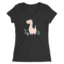  Blush Pink Dinosaur - Fitted Ladies Short Sleeve T-shirt