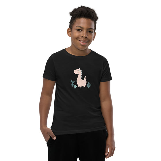 Dinosaur (Blush Pink) - Youth Short Sleeve T-Shirt